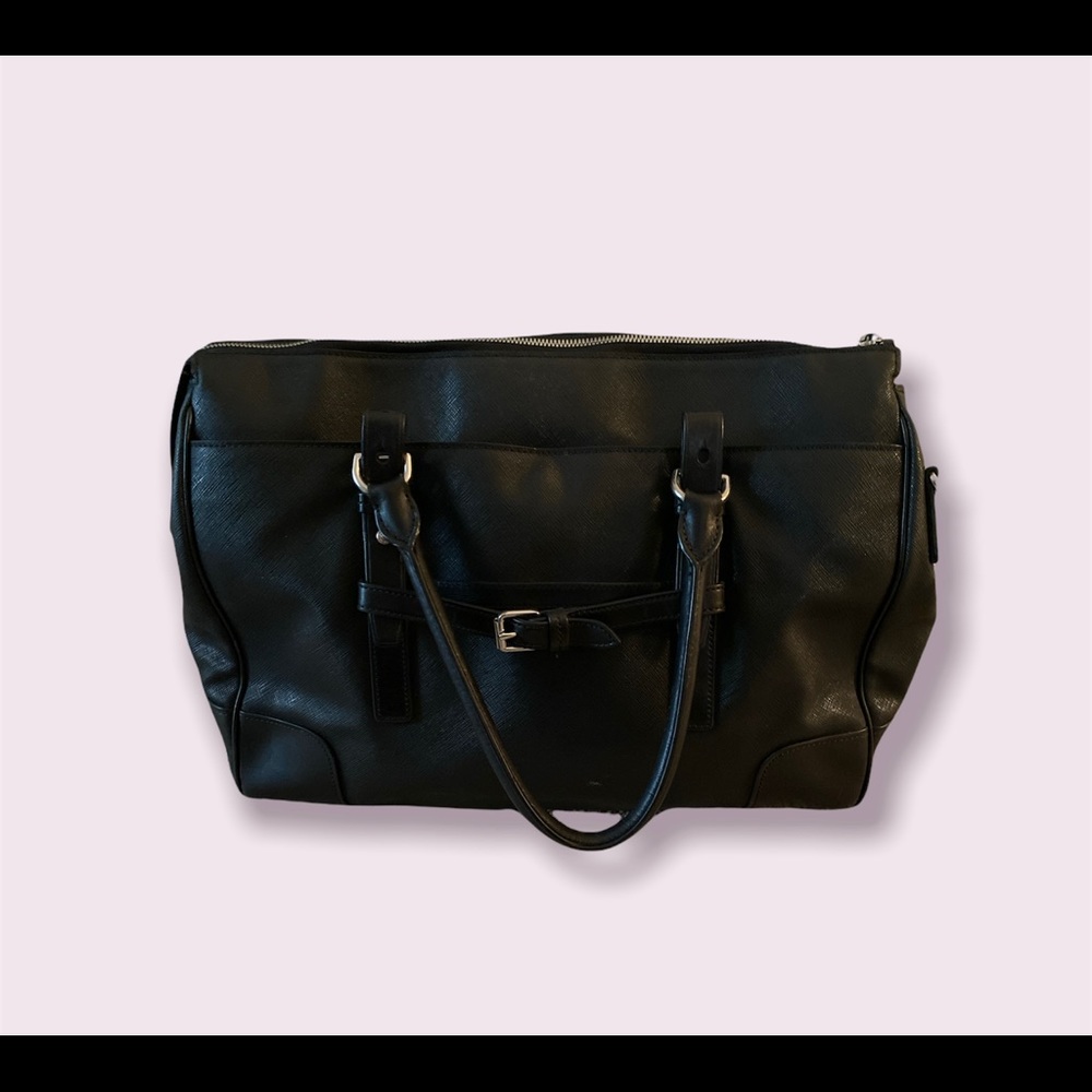 Tumi Black Leather Laptop Tote